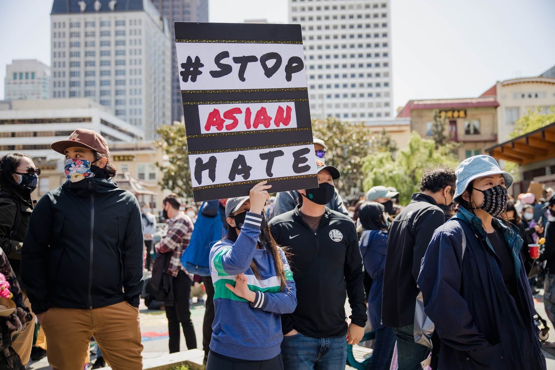 Stop Asian Hate protest sign in San Francisco, CA