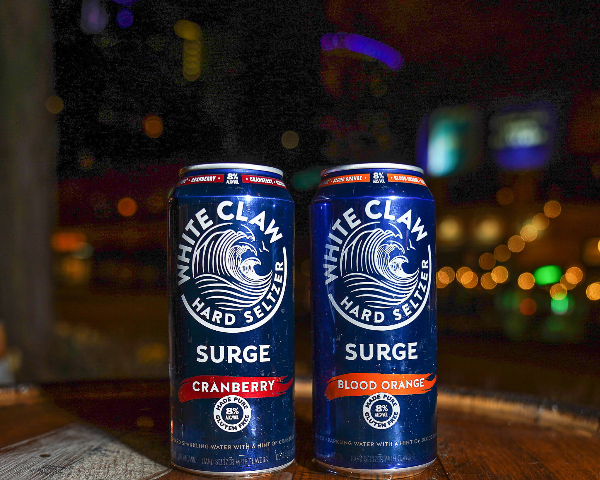 White Claw Surge Blood Orange and White Claw Surge Cranberry hard seltzer cans