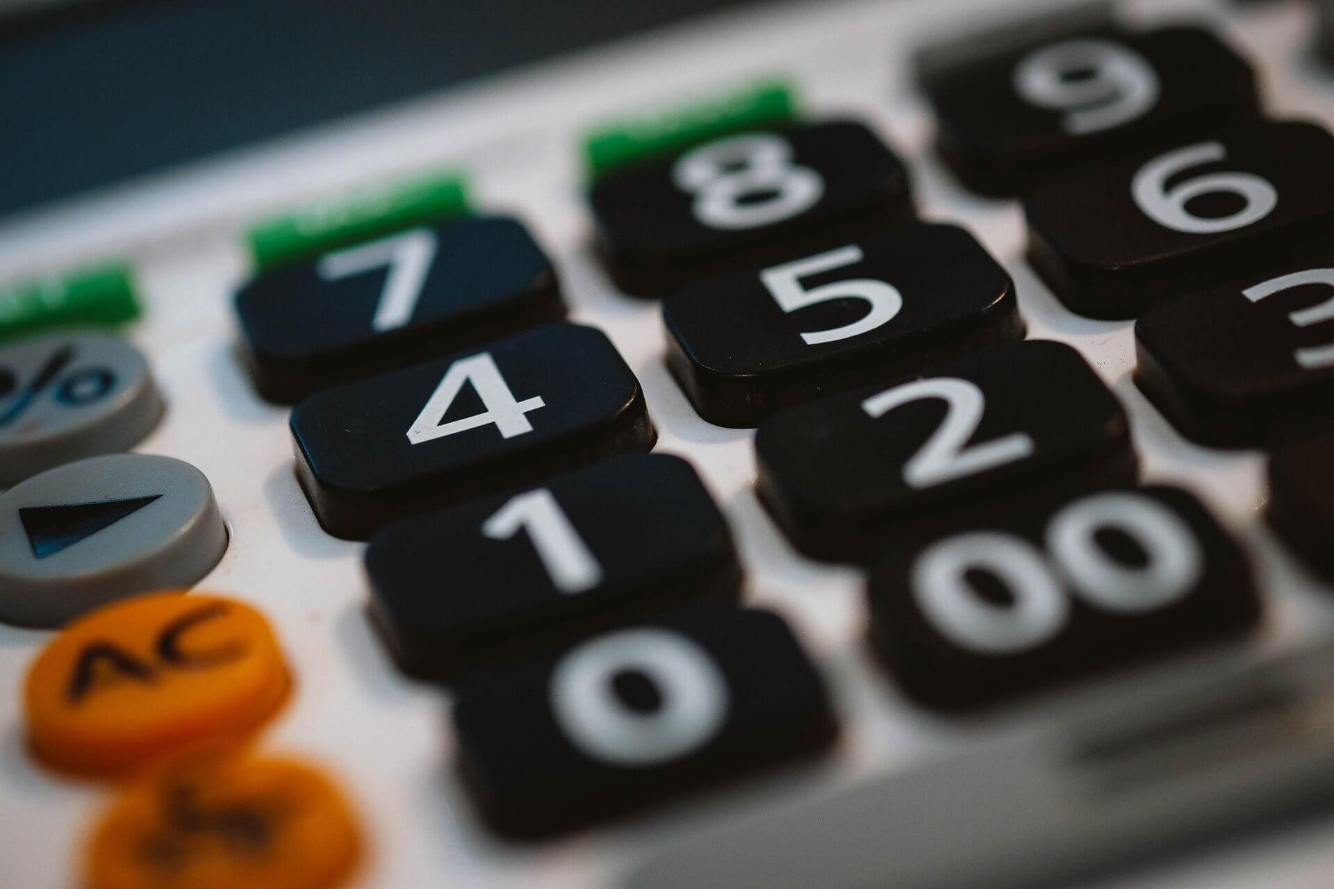 Close up of calculator buttons
