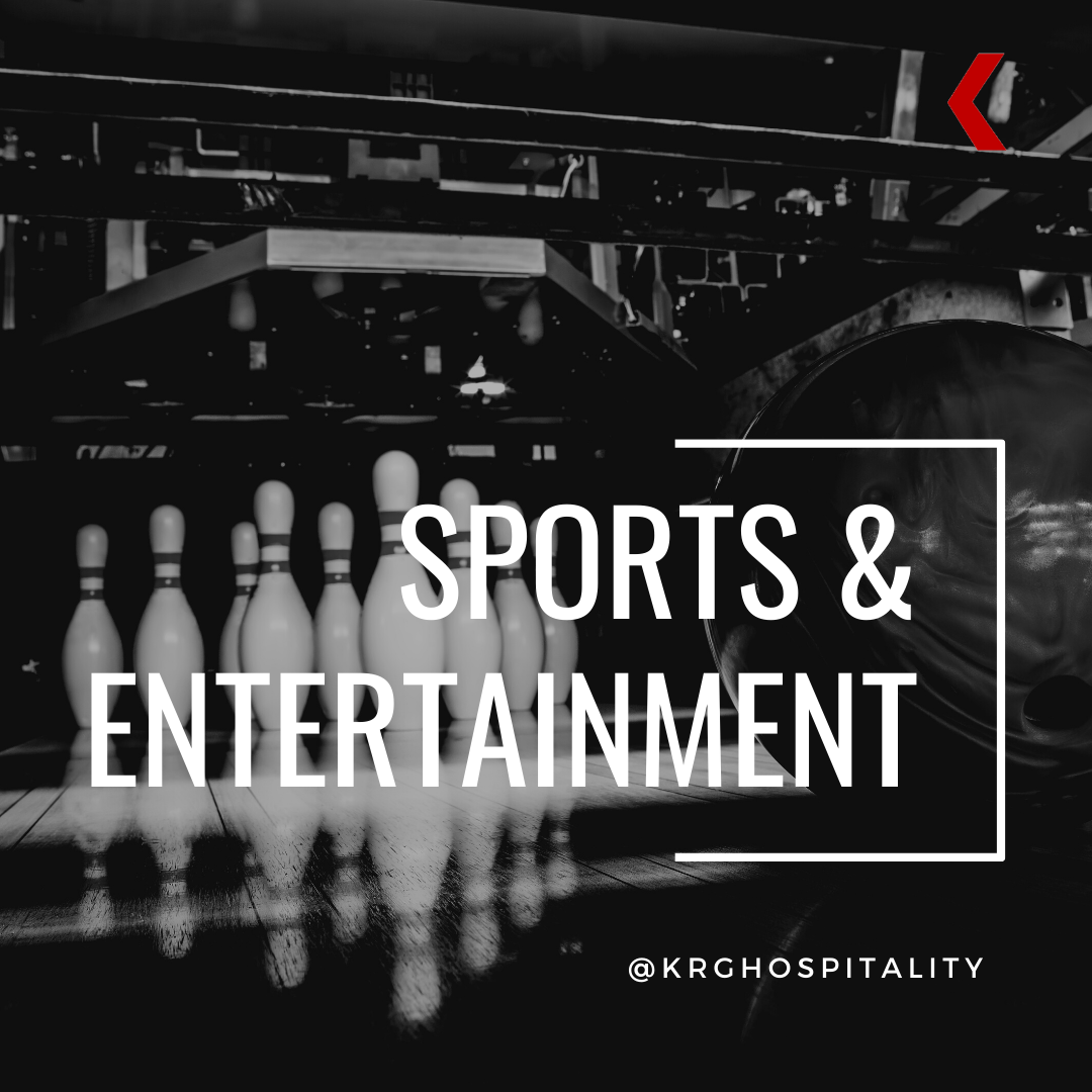 KRG Hospitality works with indoor and outdoor sports and entertainment venues, golf courses and ranges, live music and movie theaters, bowling alleys and axe-throwing venues, and gaming businesses such as casinos.