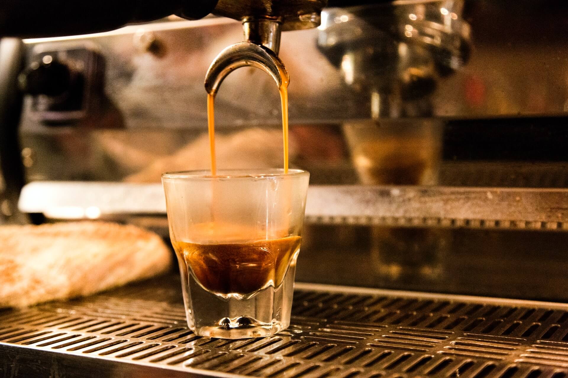 Brewing a shot of espresso