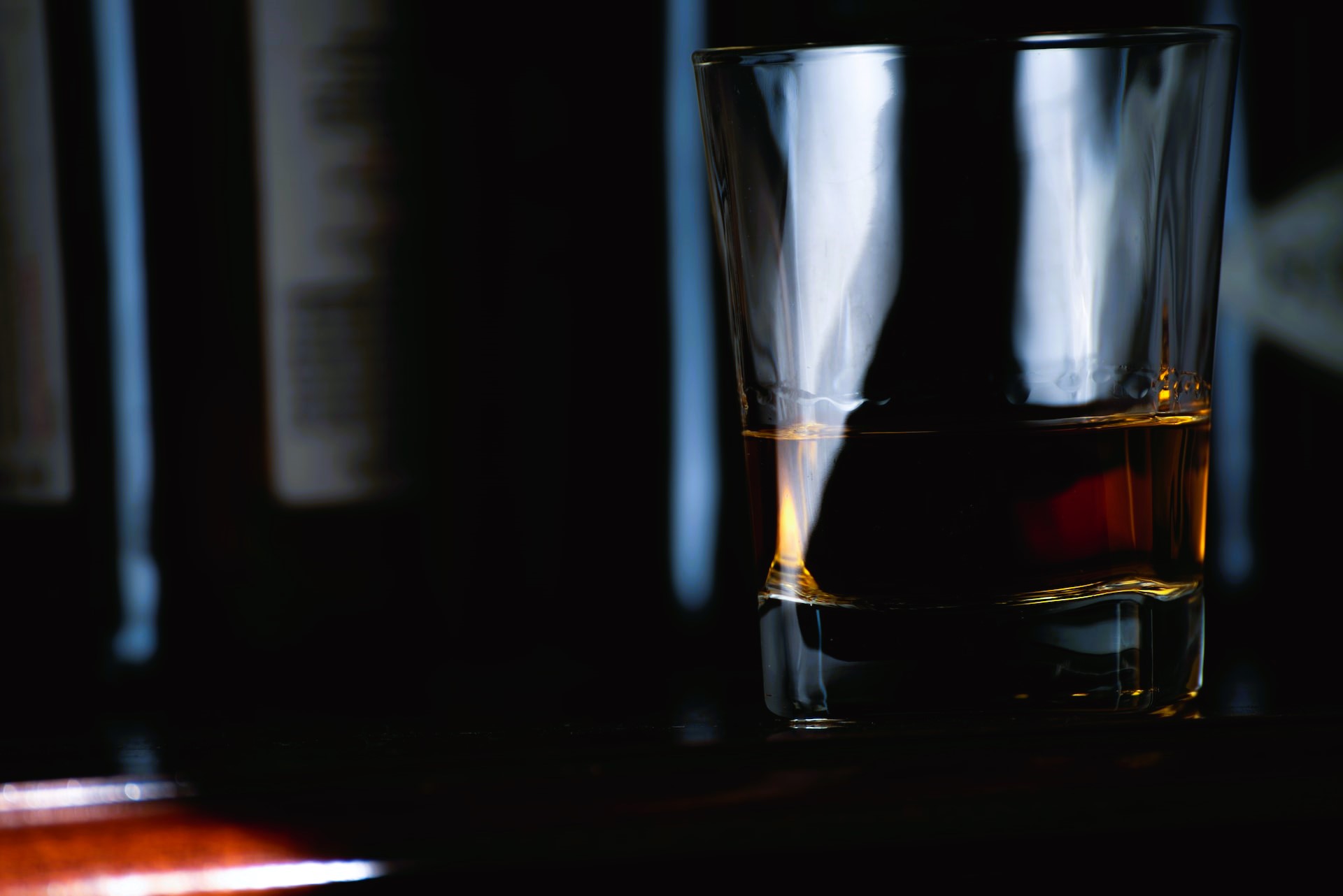 Closeup image of whiskey in a glass
