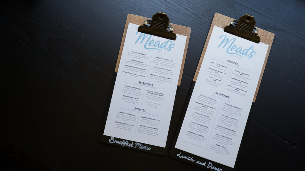 Two restaurant food menus