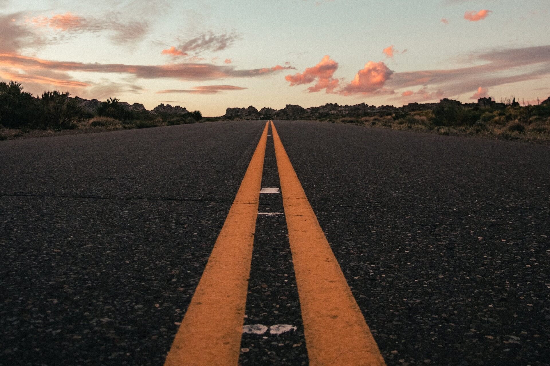 Empty road leading off to the horizon