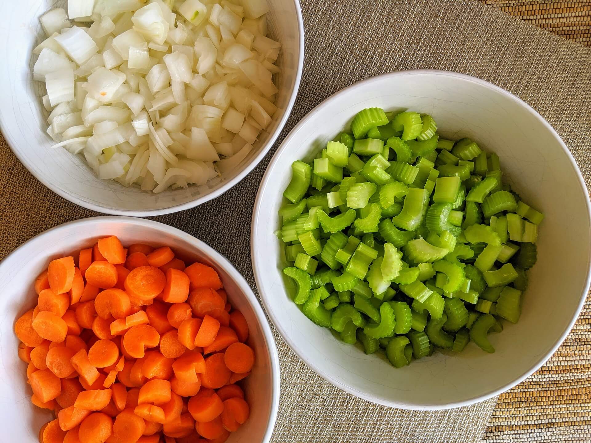 Carrots, celery and onions