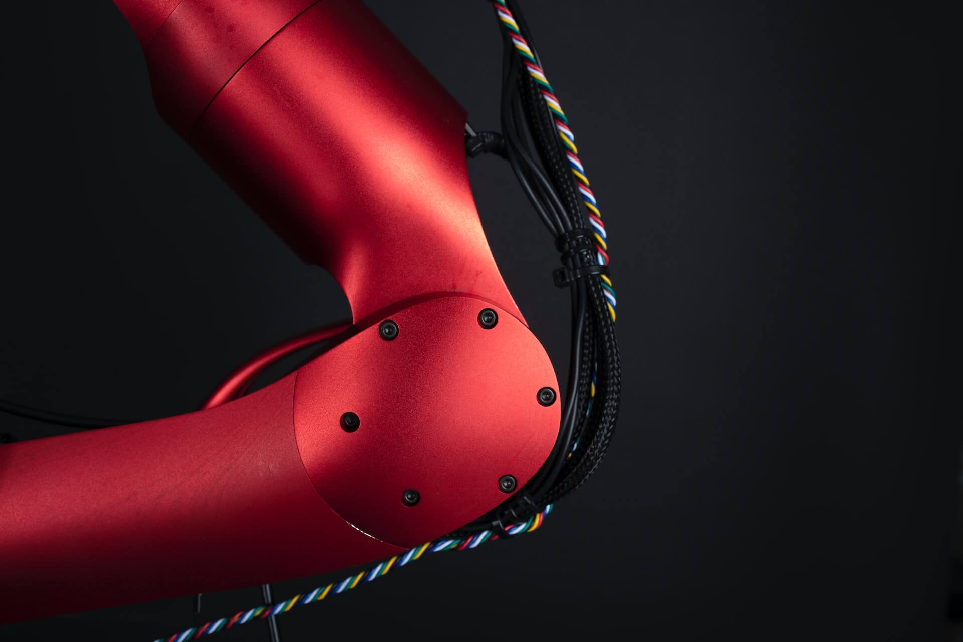Red arm of a humanoid robot