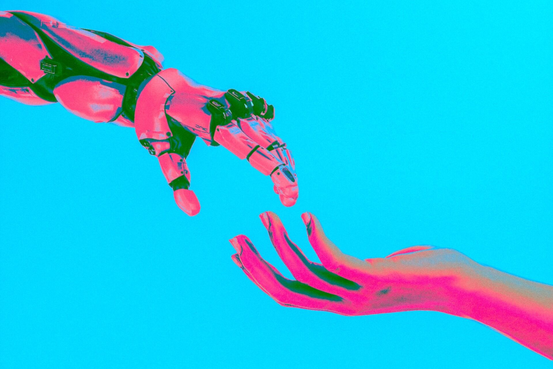 Robot hand reaching for human hand