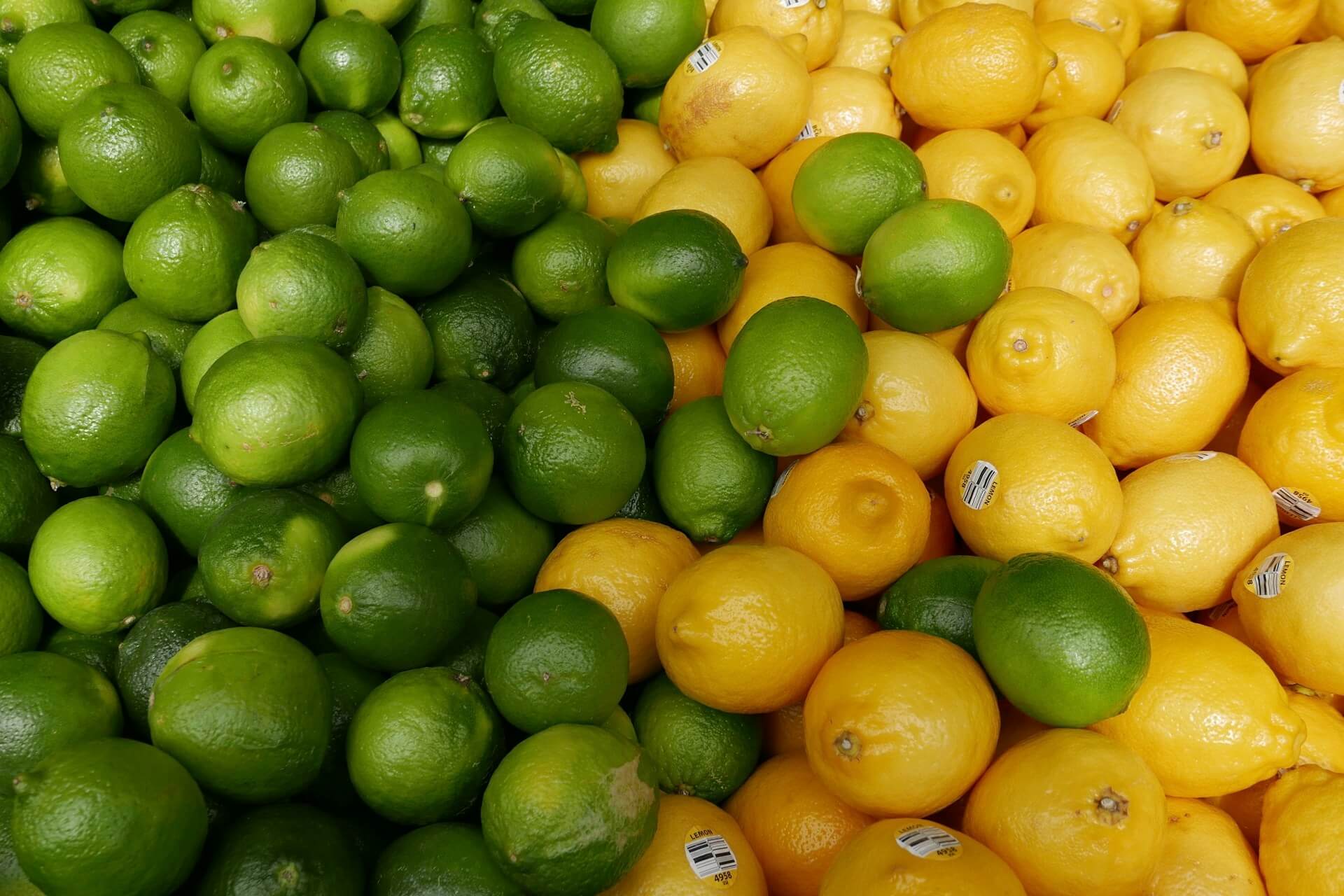 A bunch of limes and lemons