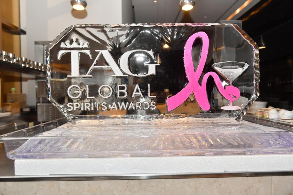 TAG Global Spirits Awards Pink Tie Gala ice sculpture