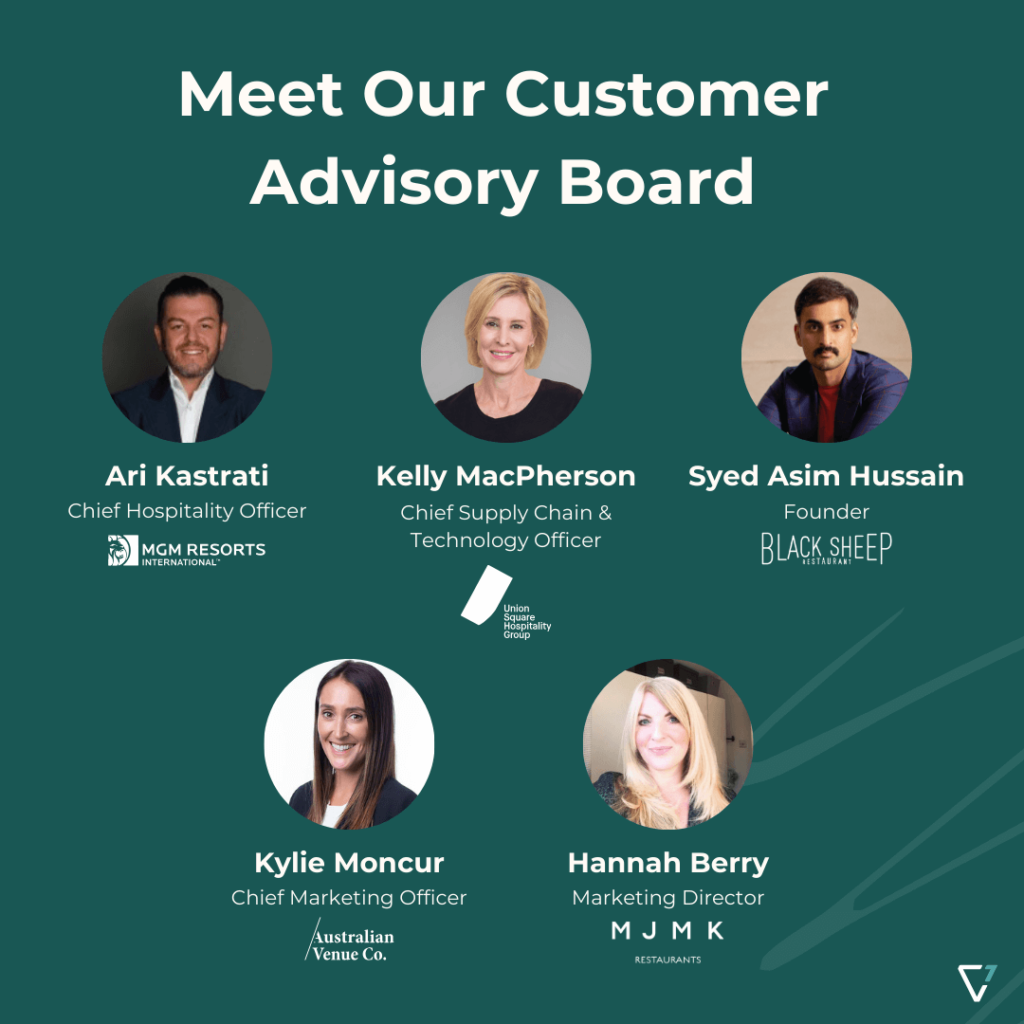 Images of the SevenRooms inaugural Customer Advisory Board members