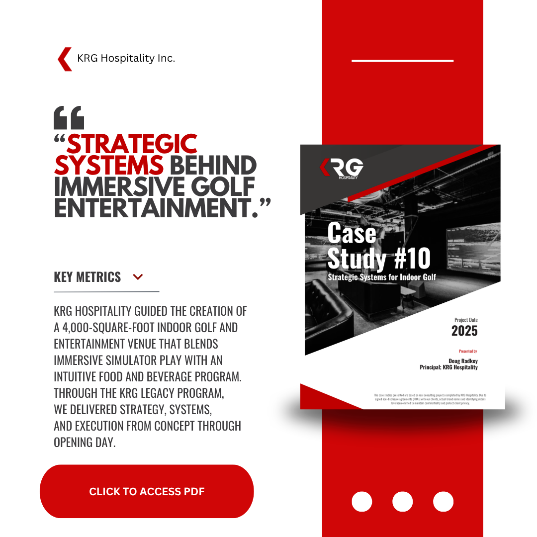 KRG Hospitality Case Study Indoor Golf Simulator Business Start-Up Opening Systems Entertainment Strategy